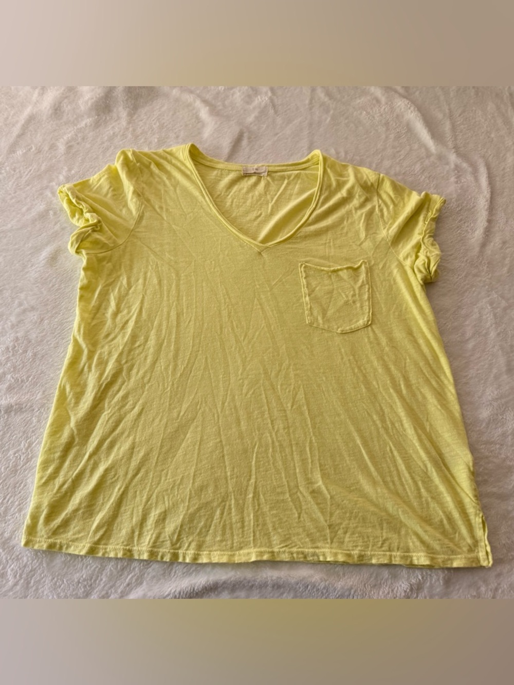 Anthropologie t. la Neon Yellow Green V-neck  T-shirt L